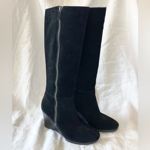Franco Sarto Watch Boots Suede Knee High Wedge Boots - Picture 8 of 16